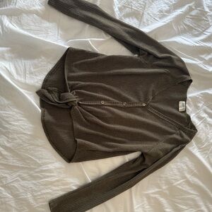 Women's Button-Up Sweater - Olive Green